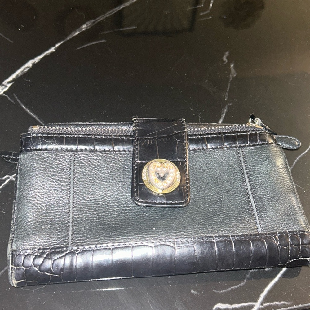 Black Brighton Wallet with Heart Clasp